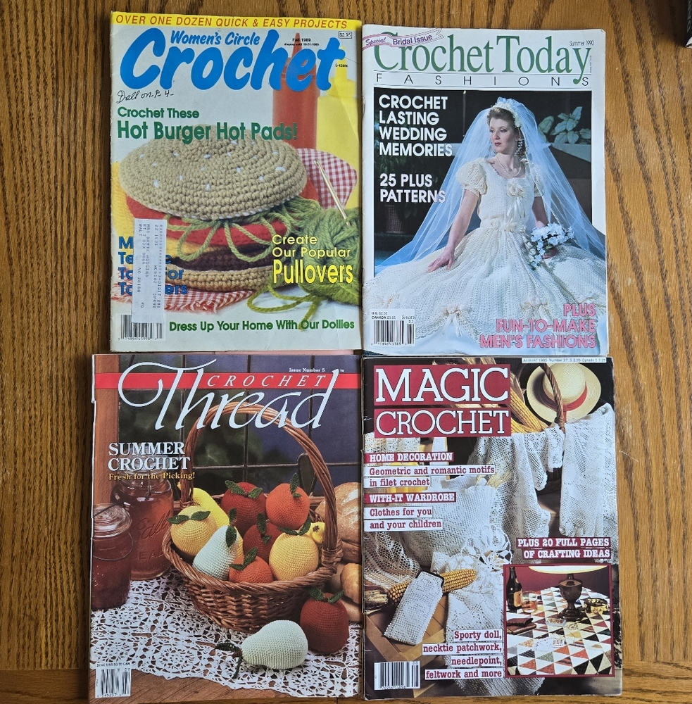 Lot Of 4 Vintage  Crochet Pattern Magazines Preowned 1985-1990